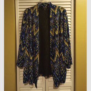 Like New Kasper 3/4-Sleeve Open-Front Printed-Knit Cardigan, Size 3X